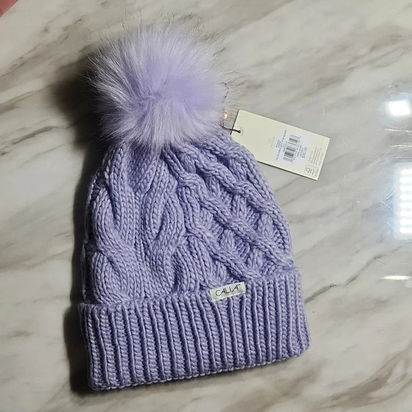 CALIA by Carrie Underwood Accessories - Calia Cable Knit Pom Beanie Womens in Lily Nwt